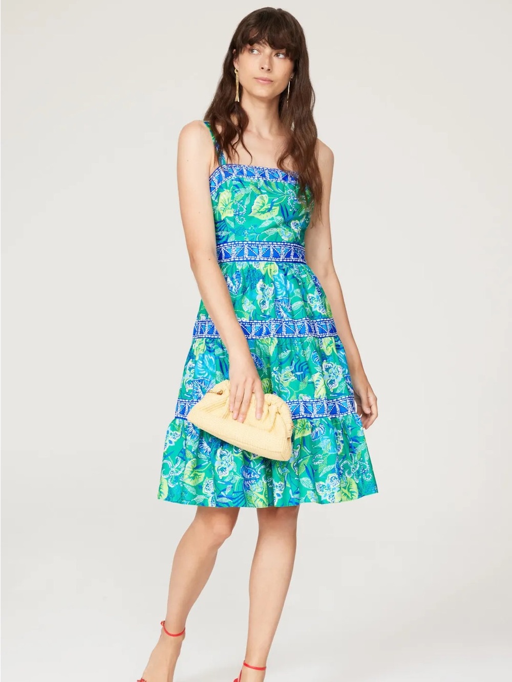 Lilly Pulitzer Casidee Cotton Dress Botanical Green In A Flutter Tropical Size 6